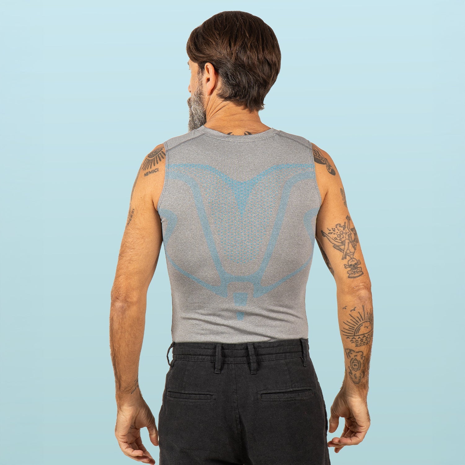 VestElite Grey compression shirt back vie