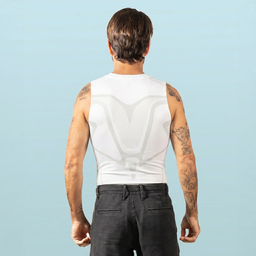 VestElite White compression shirt back view
