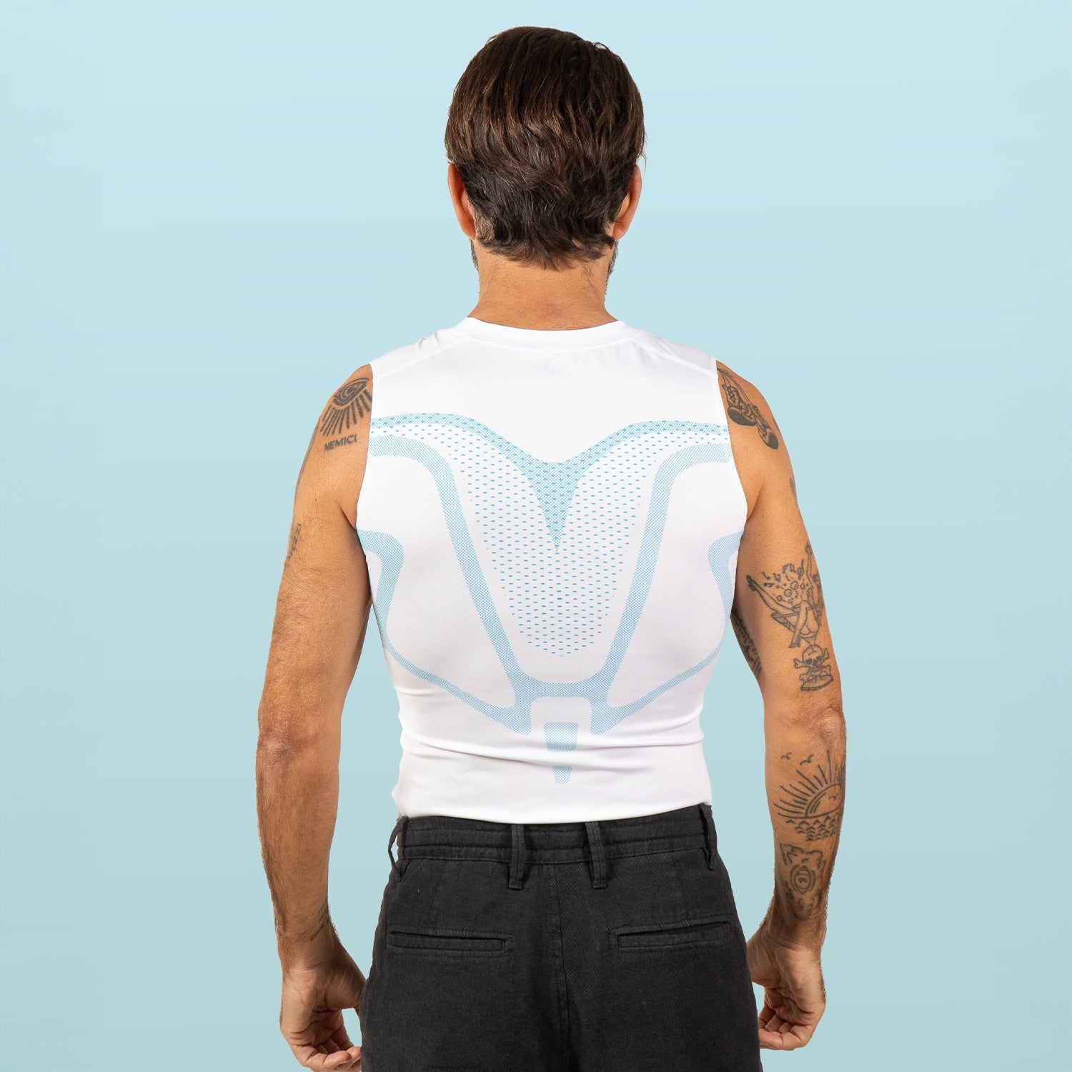 VestElite White compression shirt back view